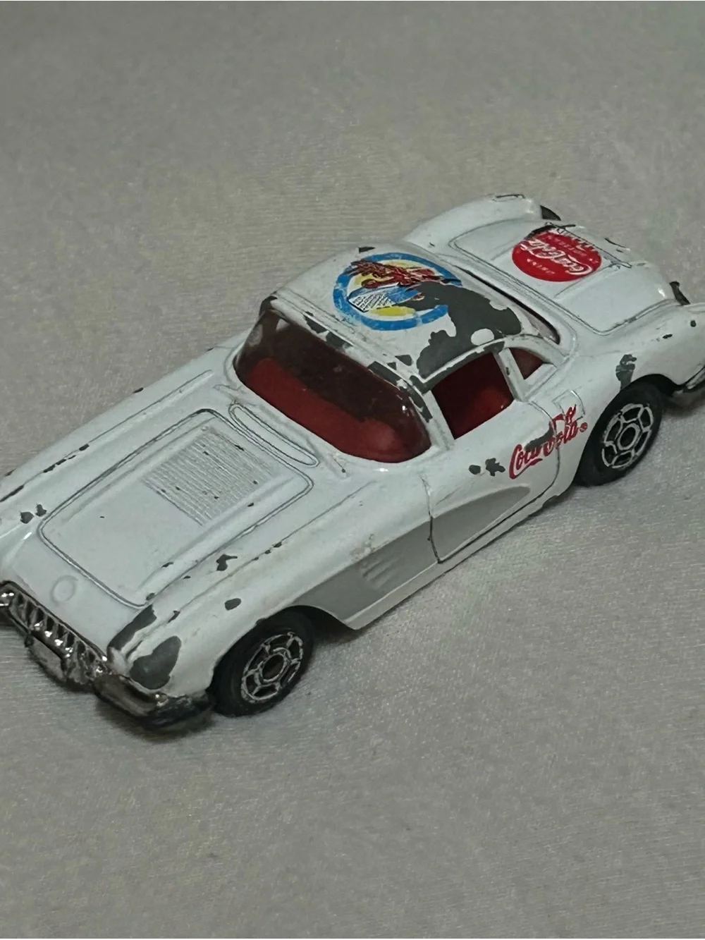 Vintage Majorette Chevrolet Corvette 1957 White Coca-Cola Diecast 1/58 Scale